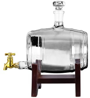 VducK Dispensador de Bebidas con Marco de Madera, decantador Creativo con Grifo y Soporte para decantador, dispensador de Licor de Vidrio