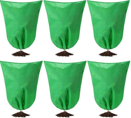 Lostwry Protezione invernale per piante, 6 pezzi, 60 x 80 cm, protezione invernale per piante, come albero, palme, piante da balcone, tenda traspirante per piante, verde