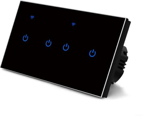 LVYXON Touch Switch Smart Wifi Switch Smart Home For Tuya App Remote/Voice Control For LED-Lights, Energy-saving Lamps, Incandescent Lamp(4 Gang-Black)