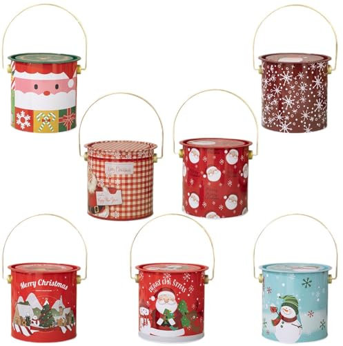 Scatole per biscotti di Natale, rotonde per biscotti di Natale, scatole di latta decorative, per cioccolato, caramelle, biscotti, Ke
