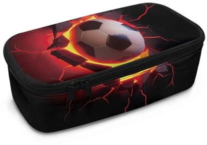 COEQINE Federmäppchen für Jungen, cooles Federmäppchen mit Griffen, für Büro, Federmäppchen mit Zubehör für Kinder von 8–12 Jahren, Fußballball, Einheitsgröße, Taschen-Organizer