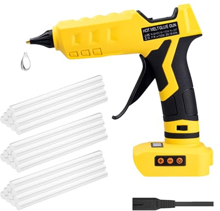 Akku-Heißklebepistole, 100 W, robuste Heißklebepistole mit Digitalanzeige, 140–200 ℃, Mini-Klebepistole, kompatibel mit De-Wait 20-V-Batterien DCB206, DCB205, DCB204, DCB181, DCB182