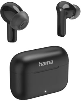Hama Bluetooth Kopfhörer, kabellos, TWS, ANC, ENC, Bluetooth, Ladestation | Earbuds schwarz, Active Noise Cancelling, In-Ears, USB-C Schnellladen, Headset, App-/Sprachsteuerung, Touch Control
