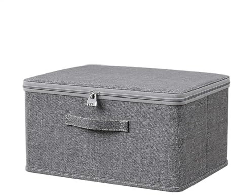 Scatola portaoggetti con serratura a combinazione, scatola portaoggetti con coperchio, grande giocattolo per ragazzi e ragazze, contenitore pieghevole con coperchio, cestini in tessuto, finestra