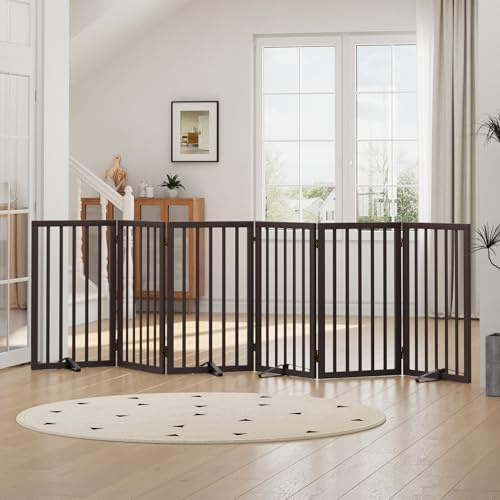 Hohe Hundegitter für Türöffnungen, faltbares Hundegitter für den Innenbereich, freistehendes Haustiergitter für Türöffnungen im Schlafzimmer, Welpengitter mit Metallstützfüßen, Raumteiler, 6 Paneele