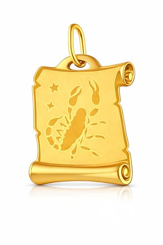 Rodium - Goldanhänger mit Sternzeichen aus 14 Karat 585er Gelbgold - Rechteckige Form - Hergestellt in Italien - Geschenkidee