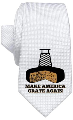 'America Cheese Grater' White Tie/Necktie with Gift Box (AT00024460)