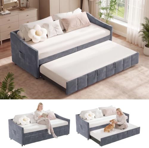 YNYHTER Ausziehbares Schlafsofa 2-Sitzer Schlafsofa Schlafsofa Multifunktionale Sofa Ohne Matratze 90/180 * 200 cm (Grau-B, 90/180 * 200 cm)