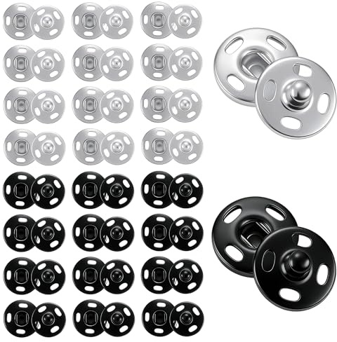 VVQWCY 200 Sätze Druckknöpfe Zum Annähen, 8.5mm Metall Druckknopf Schwarz Silber