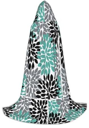 DIEzig Dahlia Cape à capuche pour adolescents avec fleur de dahlia pour adolescent, gothique, fantaisie, médiévale, cosplay, longue cape