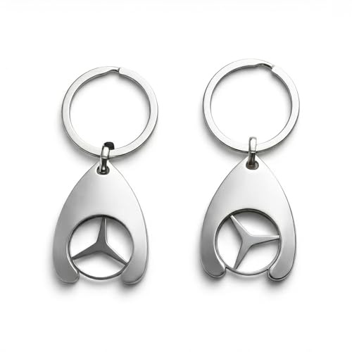 Lot de 2 Porte-clés Jeton de Caddie Amovible en Acier Inoxydable - Extracteur de Chariot de Courses Universel en Métal - Jeton pour Chariot de Supermarché Robuste et Élégant - Argent