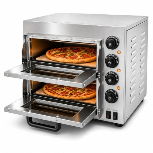 VonVVer Forno per pizza commerciale da 14 pollici con timer da 50-350 °C e timer da 60 minuti
