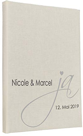 Hochzeitideal Stammbuch der Familie, Familienstammbuch aus Buchbinderleinen, Nr. 128 inkl. Personalisierung (Creme)