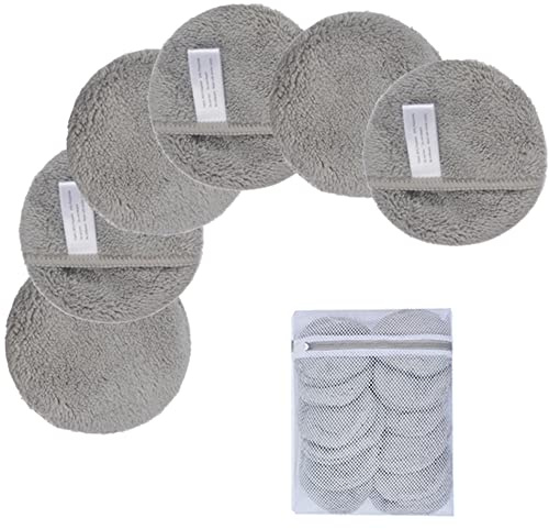 KinHwa Makeup Entferner Pads Wiederverwendbare Abschminkpads Waschbar Mikrofaser Abschminkpads Gesicht Superweich Gesichtsreinigungs Pads Mit Wäschebeutel Hellgrau 6Stück