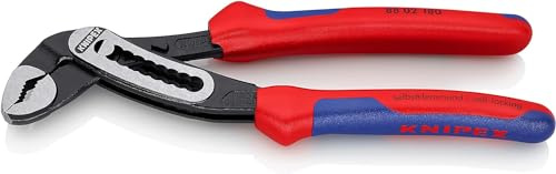KNIPEX 88 02 180 SB Alligator Water Pump Pliers with Multi-Component Grips Black atramentized 180 mm | Comfort 180 mm