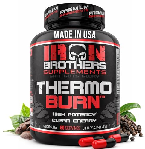 Iron Brothers Thermo Burn Hardcore Fat Burner – High Stim Thermogenic with Yohimbine HCl, Grains of Paradise & Caffeine – Metabolism Booster & Appetite Control – 60 Capsules