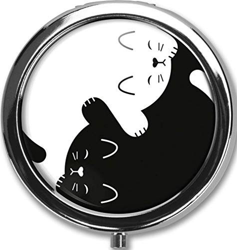 Runde Medikamentendose, tragbar, Mini-Metall-Pillendose 5.1 cm, Reise-kleiner Pillenspender für Geldbörse