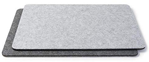 Sitzkissen zweifarbig 2er Set (Form und Farbe wählbar) für Stühle, Bänke, Hocker | Stuhlkissen aus Filz (39x29 cm (2er Set), hellgrau/grau)