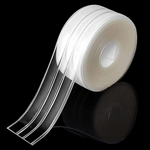 Nastro adesivo per vasca da bagno, in PVC, impermeabile, a prova di muffa, doppia piega, paraspifferi adesivi per calafataggio, sigillatura a parete, nastro trasparente, 320 x 3,8 cm