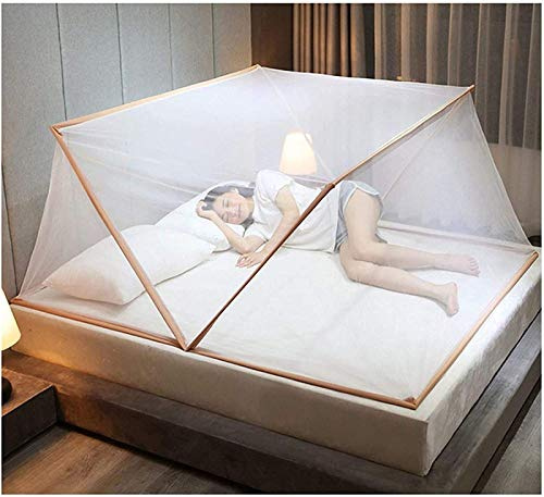 RTEY Klappbares Moskitonetz Zelt für Erwachsene und Kinder - Tragbar für Bett, Familienhaus und Schlafsaal - Braun, 160×190×80cm