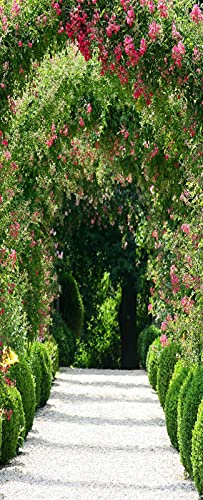 A.Monamour Adesivo Porta Autoadesiva Arco Di Rose In Giardino Vinile PVC Adesivi per Porte Interne 3D Pellicola Adesiva Poster Sticker Murale Decorazione da Parete Carta da Parati