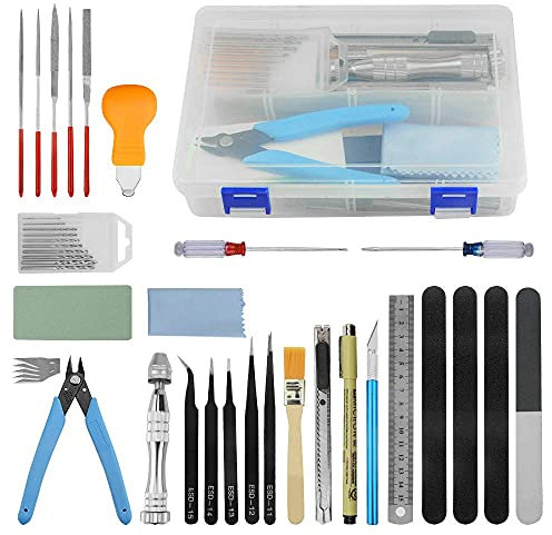 BGTXINGI Lot de 41 outils de modélisme Gundam avec boîte en plastique pour loisirs créatifs