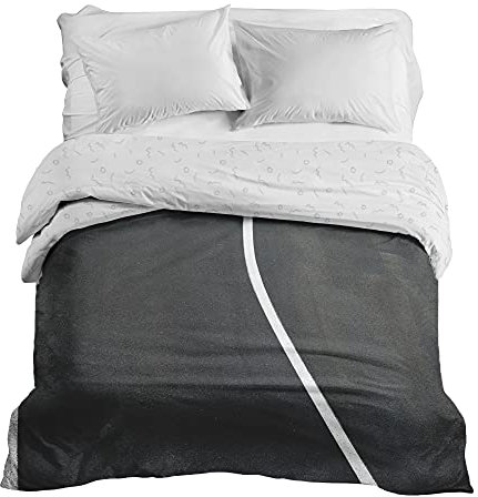 Gravity Gewichtsdecke Bezug - Schlaufen Bezugssystem mit Reißverschluss Baumwolle Deckenbezug für Erwachsene/Jugendliche Größe 150x220 cm Minimalismus schwarz weiß