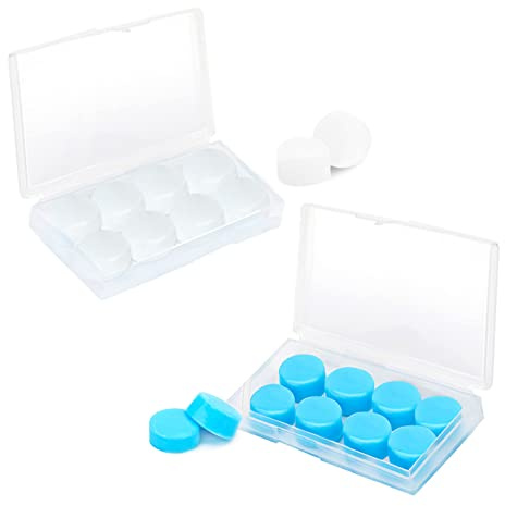 SSKHE 8 pares de tapones de silicona para los oídos, suaves y cómodos, reutilizables y exprimibles, de silicona impermeable, con cancelación de ruido, adecuados para nadar, dormir y viajar