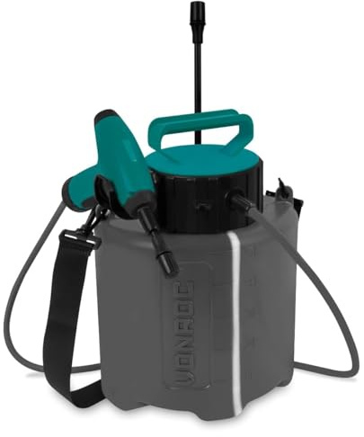 VONROC Drucksprüher 5 Liter - Integrierter 4V-Akku - Led-Anzeige - Inkl. 2 Sprühlanzen, Schultergurt und USB-Ladekabel
