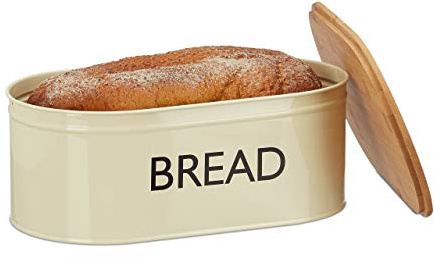 Relaxdays Boîte à Pain en Lot de 2, Ovale Ronde rétro Bread XL Coffre, Couvercle, Bambou, HxLxP: 14 x 36 x 20 cm, Beige et Nature