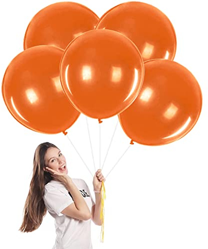 Luftballons Orange Groß 45cm/18Zoll Halloween, 5 Stück Riesen Helium Ballon Partyballon Deko, Latex für Orangee Party, Geburtstag, Dekorationen