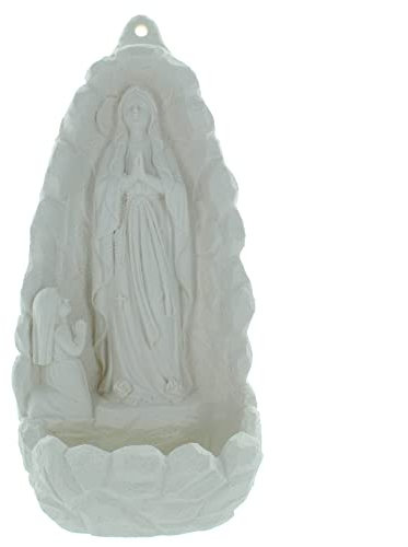 Palais du Rosaire Bénitier de l'Apparition de Lourdes dans la Grotte à poser en résine 18cm - Bénitier - Culte Chrétien en Résine