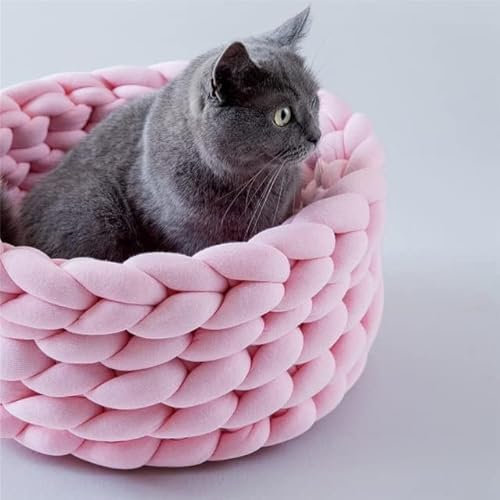 MOLUO Haustier Hund Katze Handgewebtes Bett Handgefertigtes Stricknest Haus Welpe Kätzchen Höhle Korb Schlafsack Hundezwinger Zubehör