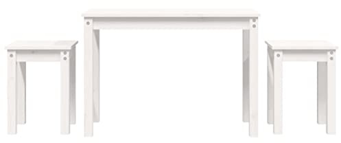 vidaXL Satsbord 3 st vit massiv furu, sidobord, soffbord, vardagsrumsbord, sidobord, soffbord, träbord