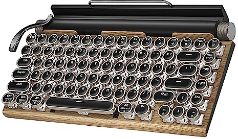Teclado mecánico inalámbrico Bluetooth 5.0 para PC/portátil/Mac/Pad/teléfono, 83 Teclas Azules, 14 Modos LED Vintage Punk, Tipo C
