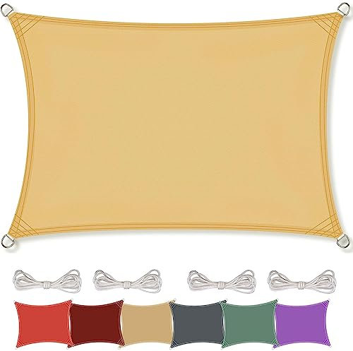 Sonnensegel Quadrat Sonnensegel 1.5 x 3.4 m Sonnenschutz Windschutz Sonnenschutz Netz Sonnensegel mit Ösen und Befestigungsseile für Garten Outdoor, Creme Farben