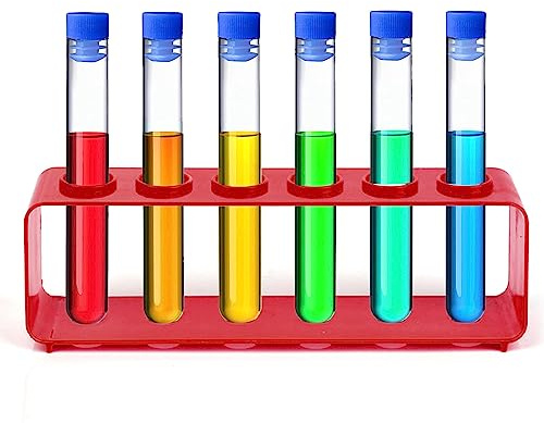 7 tubos de ensayo de plástico para niños, tubos de plástico con soporte, equipo de ciencia para niños, juego de agua, juguete educativo, kits de ciencia en el hogar para niños y niñas