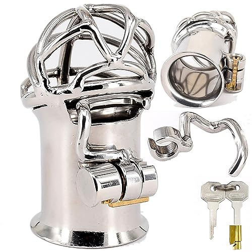 ScreaAss Atmungsaktiver Metall Peniskäfig Herren PA Piercing Keuschheitsgürtel mit Penis Piercing Schloss Für Männer Edelstahl Keuschheitskäfig SM Cock cage Extreme Bondage Sexspielzeug,Silber,4mm PA