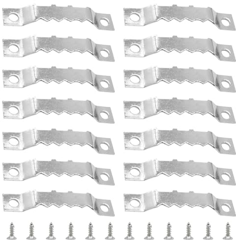 Ruidee 100 PCS Sawtooth Picture Frame Hangers Picture Frames Holder Hooks Double Hole with Screws Wall Hooks for Hanging Art Photo ,Painting ,Home Decoration(Silver/JC)