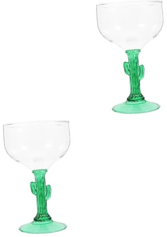UPKOCH 2 vasos de margarita, copas de cactus, copas de vino, vasos de chupito, novedosos vasos de chupito para fiestas suculentas, divertidos vasos de cóctel para boda, vasos de jugo de 400 ml