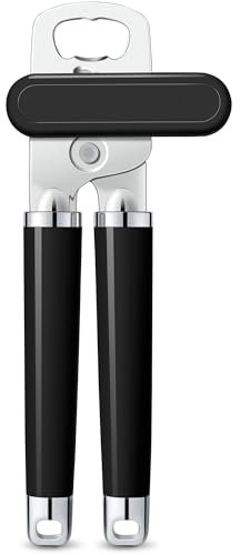 Urbanstrive XL Large Heavy Duty Can Opener Manual Smooth Edge, Hand Held Can Openers for Seniors, Stainless Steel, Comfortable Handle, Built-in Bottle Opener, 8.66 inch (Black)