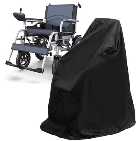Wheelchair Cover, Wheelchair Covers Waterproof, Heavy Duty 210D Oxford Electric Wheelchair Cover, Mobility Scooter Cover with Bottom Elastic Rope, Electric Wheelchair Storage Bag for Travel Outdoor
