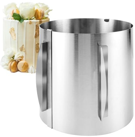 LDHHYH Tortenring hoch 20cm, Edelstahl Tortenring hoch Verstellbar 16-30 cm,verstellbar Tortenring Backring mit Skala und Befestigungsclips, Tortenring Hoch für Creme,Schicht und Motivtorten