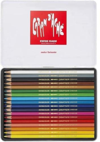 Caran d'Ache Crayons de Couleur Aquarellables 18 pcs + 1 Carte - Swisscolor Aquarellables