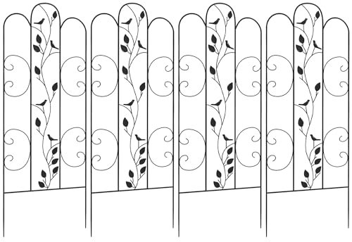 Outsunny Juego de 4 Enrejados de Jardín Soportes para Enredaderas de Acero para Plantas Trepadoras y Decoración Exterior Patio Terraza 40x106 cm Negro