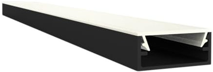 LED-Gigant – flaches LED Profil Aluminium 2m schwarz | LED Streifen/Strips bis 16mm Breite | Alu C-Profil m. milchiger Abdeckung | N1 ALU Lichtleiste f. LED (N1 Schwarz), 910027