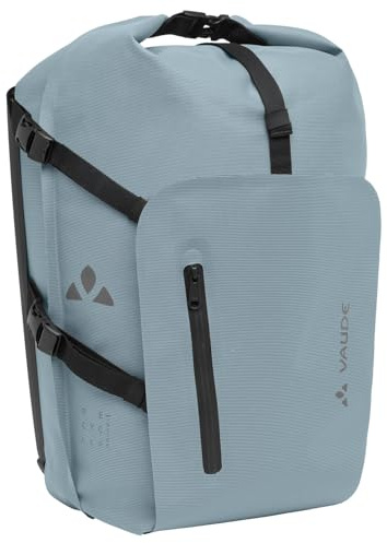VAUDE Free Cargo Fahrradtasche, wasserdicht – Heron – Gr. 24 | Wasserdichte Fahrradtasche für E-Bike-Gepäckträger – 23L – QMR 2.0-Befestigung – Rolltop-Verschluss