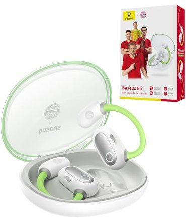 Baseus Eli Sport 1 Écouteurs Intra-Auriculaires Ouverts, Bluetooth, Acoustique directionnelle, Basses puissantes, Ultra léger, étanche IPX4, Microphones ENC, Bluetooth 5.3 pour la Course,