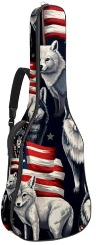 Bella custodia per chitarra, custodia protettiva per chitarra acustica da 40/41/42 pollici, custodia impermeabile con ampio spazio di archiviazione, animali della bandiera americana, Multicolore,