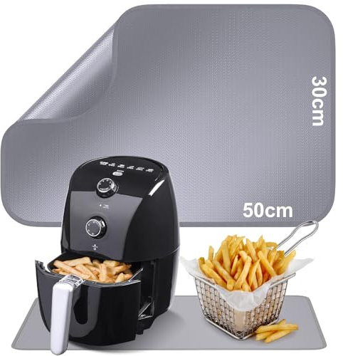 Feuerfeste Unterlage | Glasfasersilikon-Feuerschutzmatte für Tischplatte | Hitzebeständige Matte für Luftfritteuse | Feuerfeste Unterlage Kaffeemaschine | Anti-Rutsch Wasserdichte (Grau, 30 x 50 cm)
